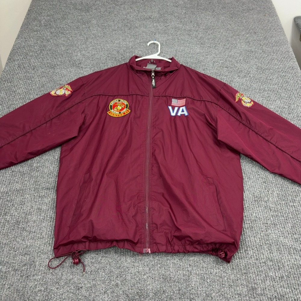 USMC Ritchies Sportswear Jacket Men L Maroon Polyester Embroidered Military Gorp